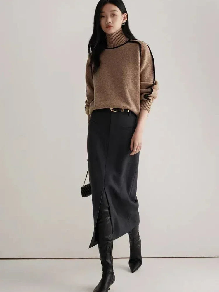 Sophia Bow Ribbed Turtleneck