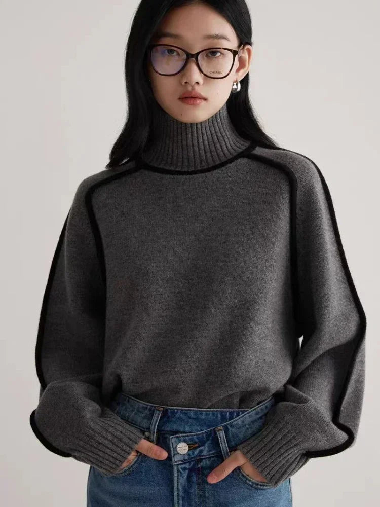 Sophia Bow Ribbed Turtleneck