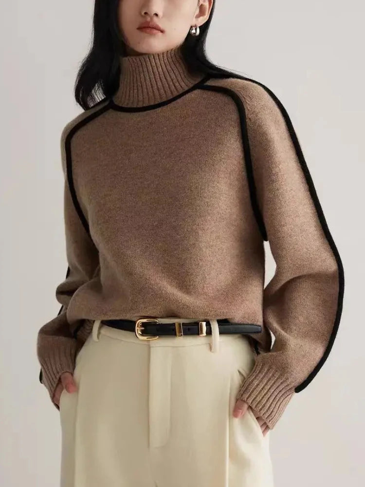 Sophia Bow Ribbed Turtleneck